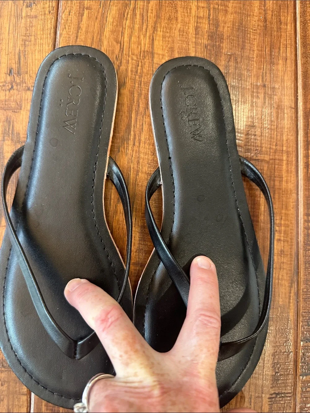 Lot of 2 J. Crew Women's Easy Summer Flip Flop Sandals in Black and Tan